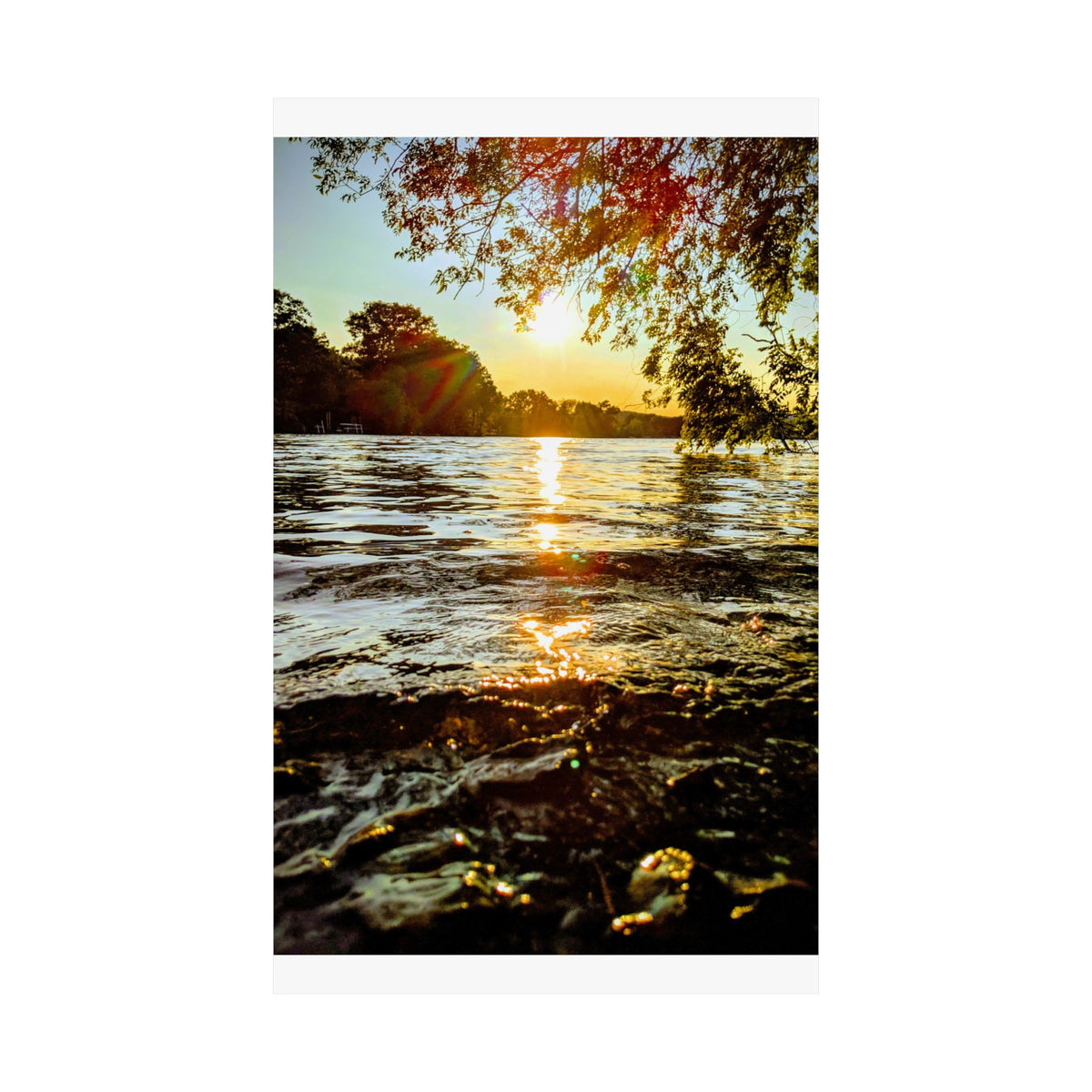 Golden Lake Sunset Matte Poster — Nature Photography Wall Art, Scenic Landscape Print, 46 Sizes