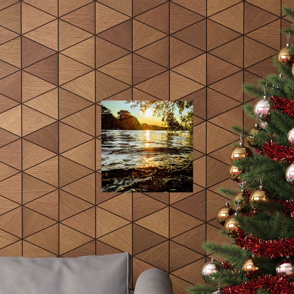 Matte Vertical Poster — Golden Lake Sunset Photography Print