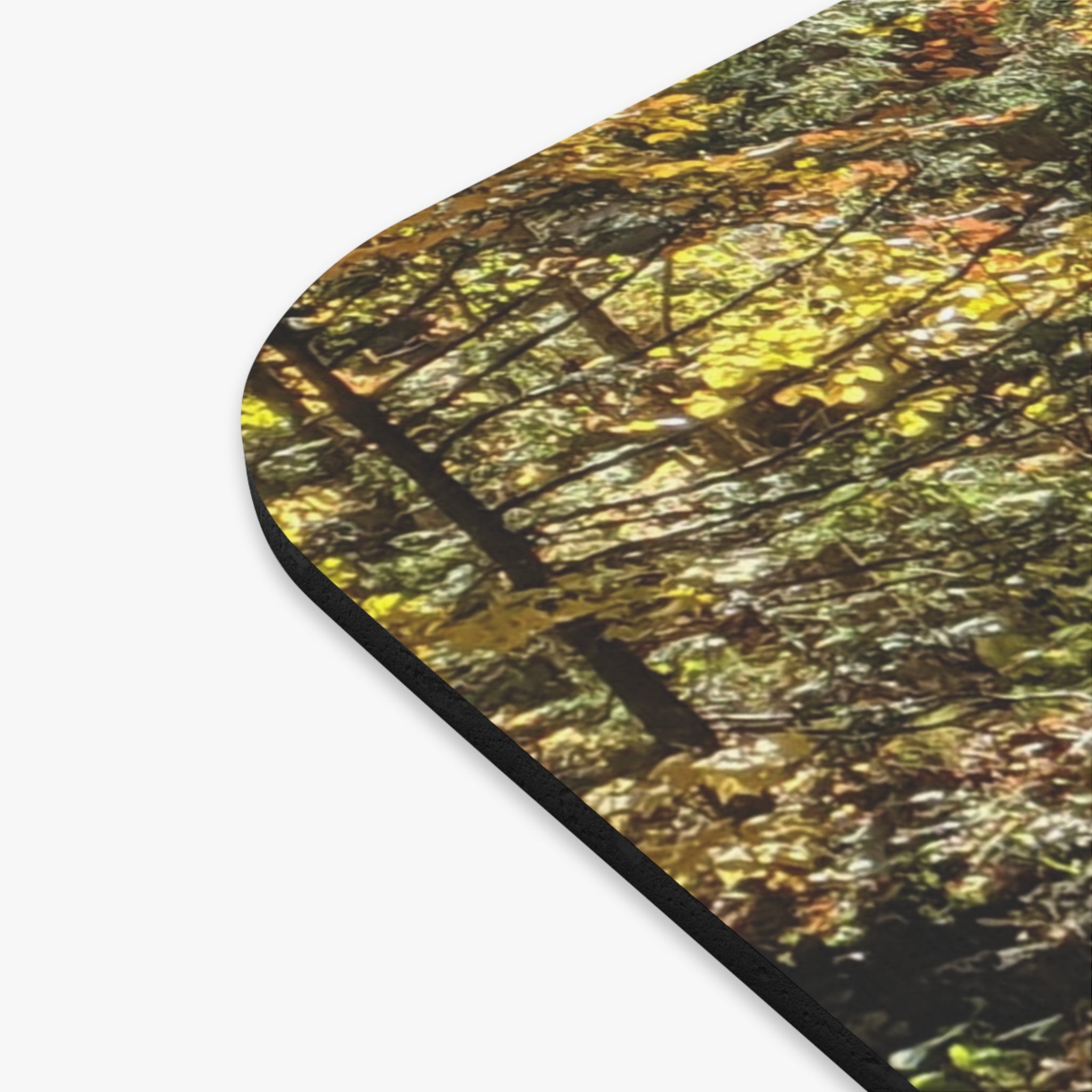 Autumn Forest Stream Mouse Pad — Nature Desk Mat for Fall Decor