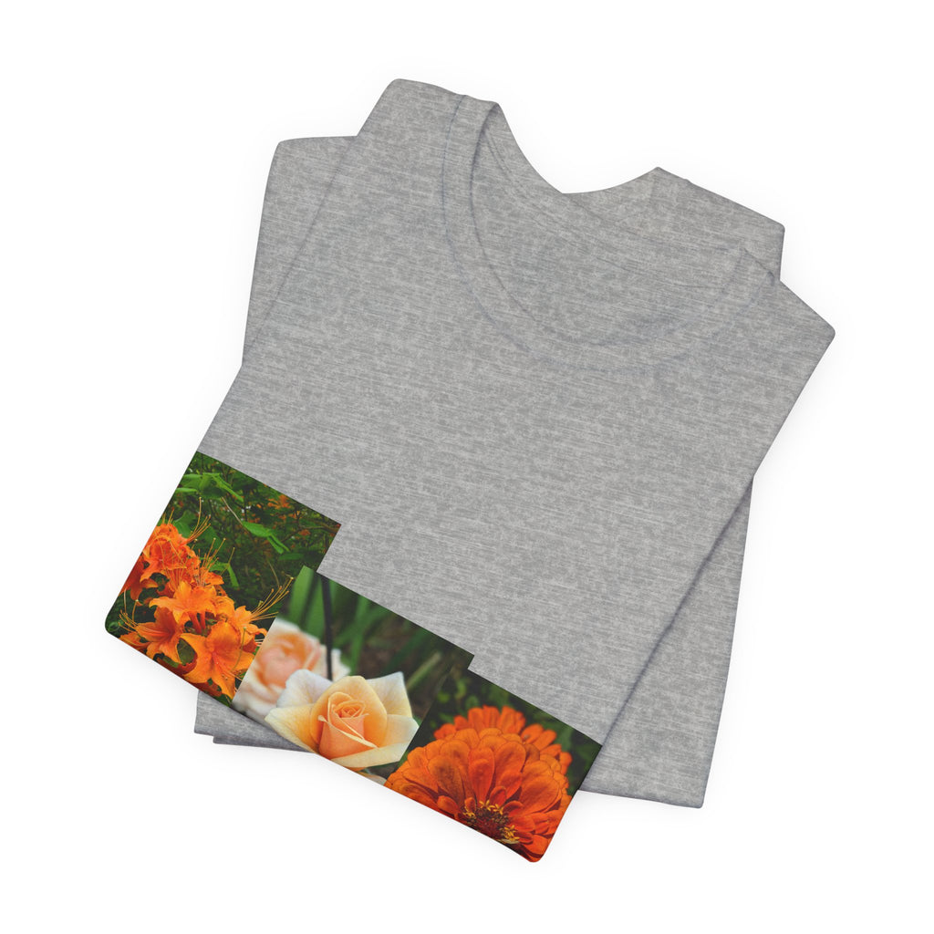 Floral Triptych Tee — Orange Rose & Marigold Graphic T-Shirt