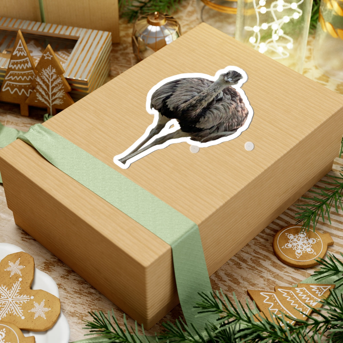 Ostrich Kiss-Cut Sticker — Realistic Bird Laptop Decal