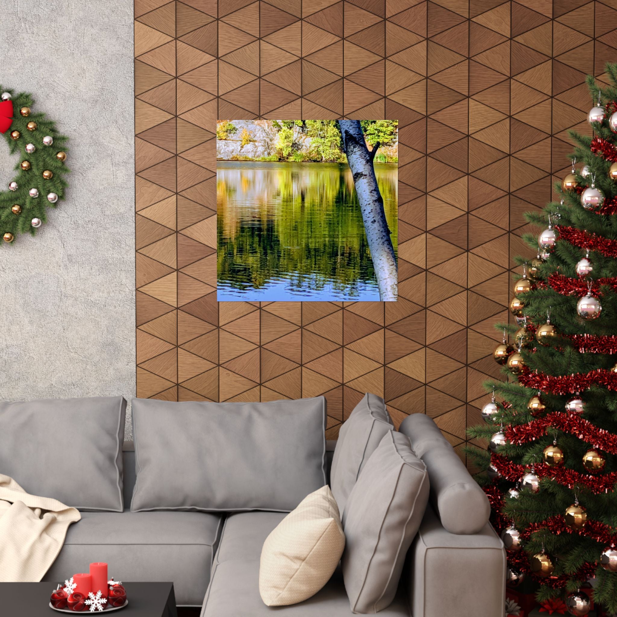 Birch Lake Reflection Matte Poster — Vertical Nature Wall Art