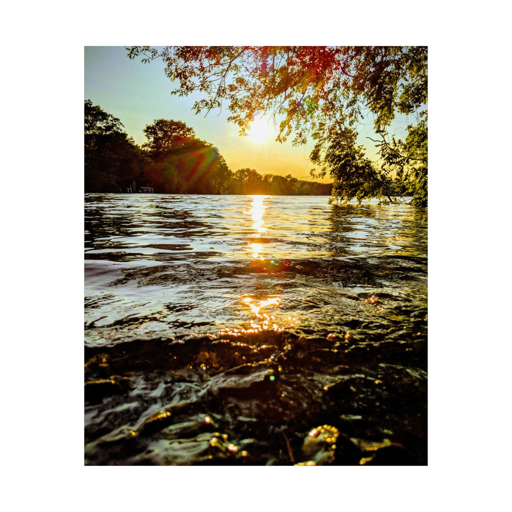 Matte Vertical Poster — Golden Lake Sunset Photography Print