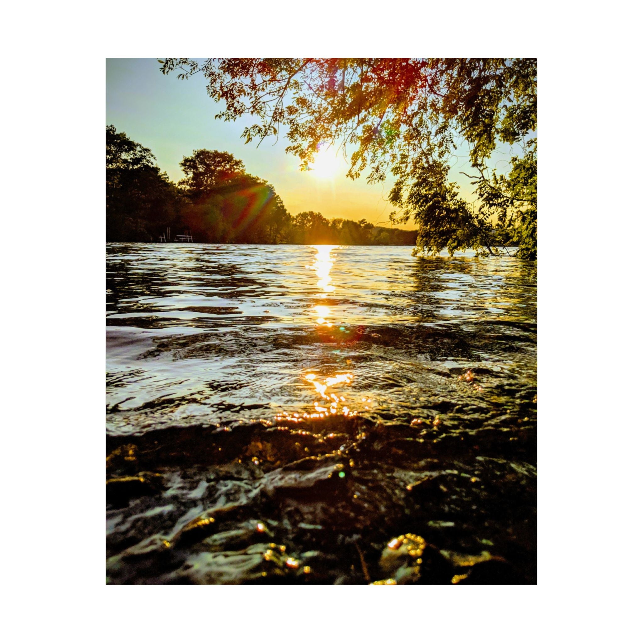 Matte Vertical Poster — Golden Lake Sunset Photography Print