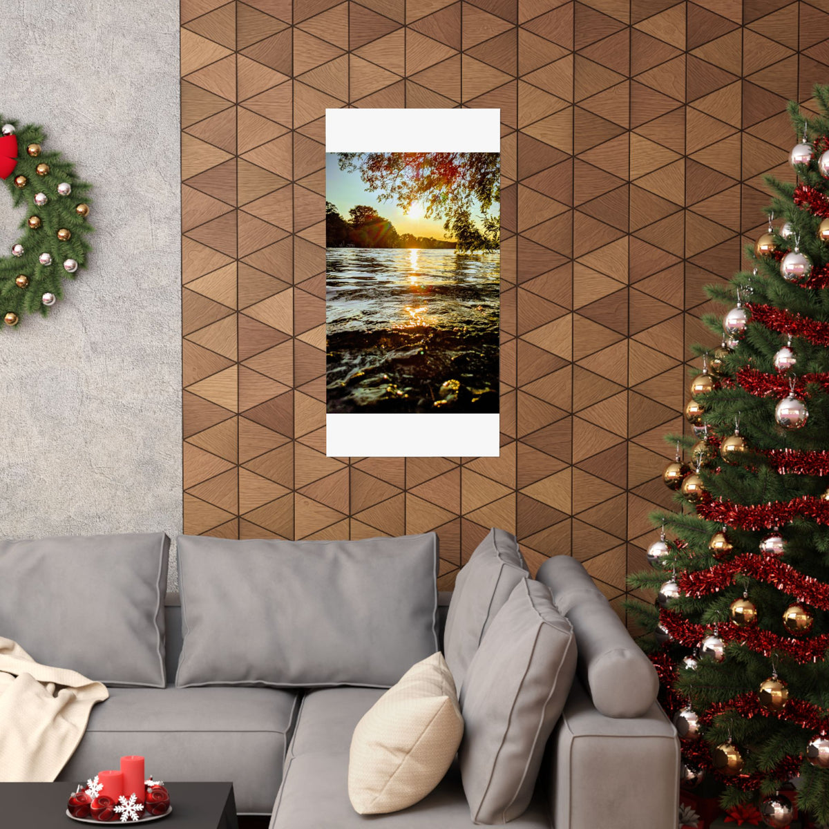 Golden Lake Sunset Matte Poster — Nature Photography Wall Art, Scenic Landscape Print, 46 Sizes
