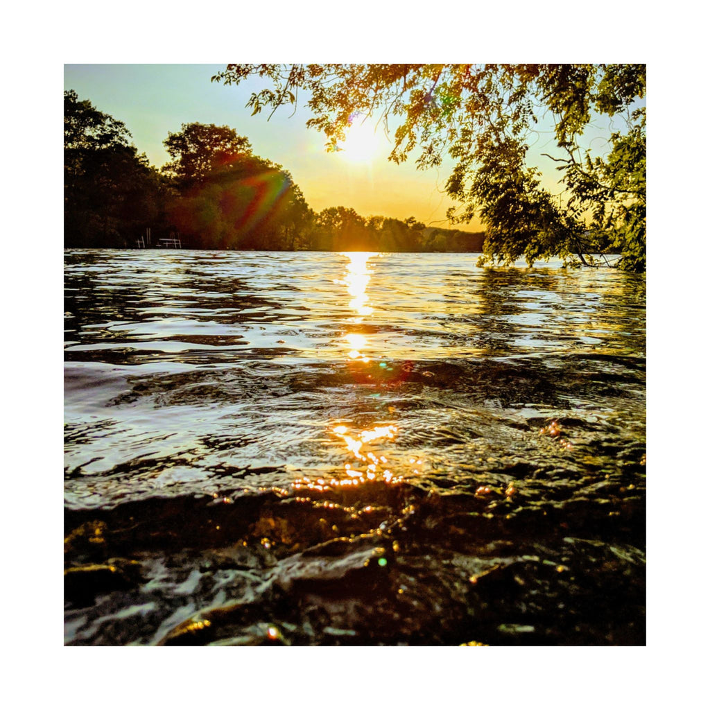 Matte Vertical Poster — Golden Lake Sunset Photography Print
