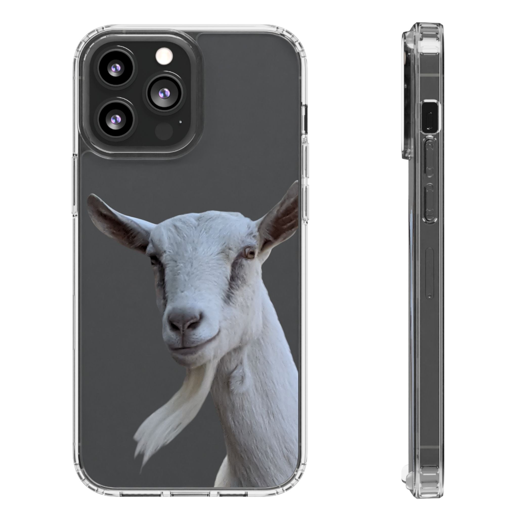 Goat Portrait Clear iPhone Case — Cute Farm Animal Wildlife Photo, Impact-Resistant Clear Phone Cover, Goat Lover Gift