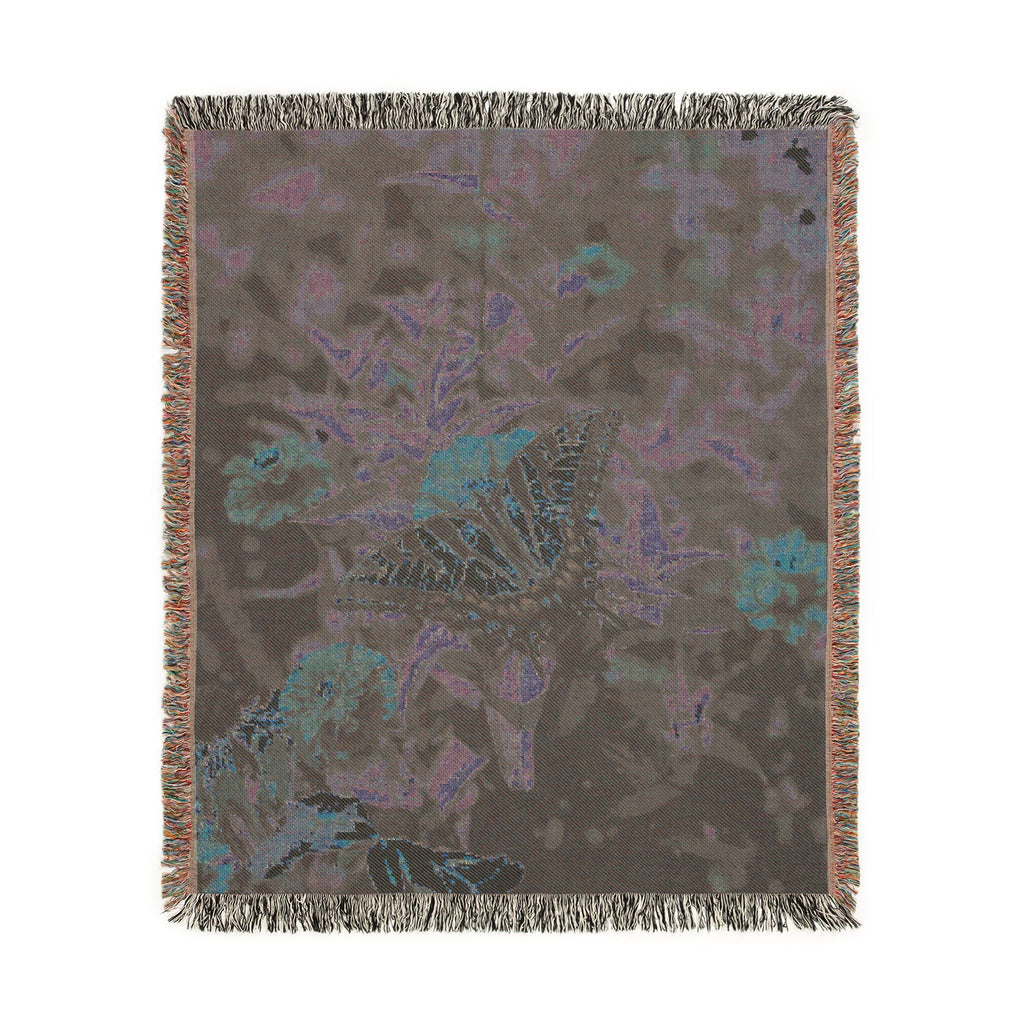 Butterfly Garden Woven Throw Blanket — Floral Cotton Sofa Blanket, Nature Home Decor