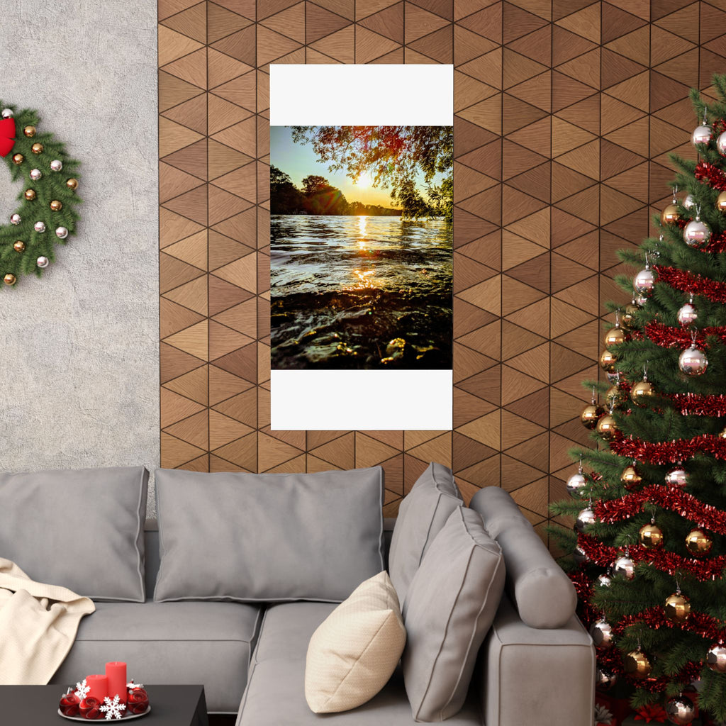 Matte Vertical Poster — Golden Lake Sunset Photography Print