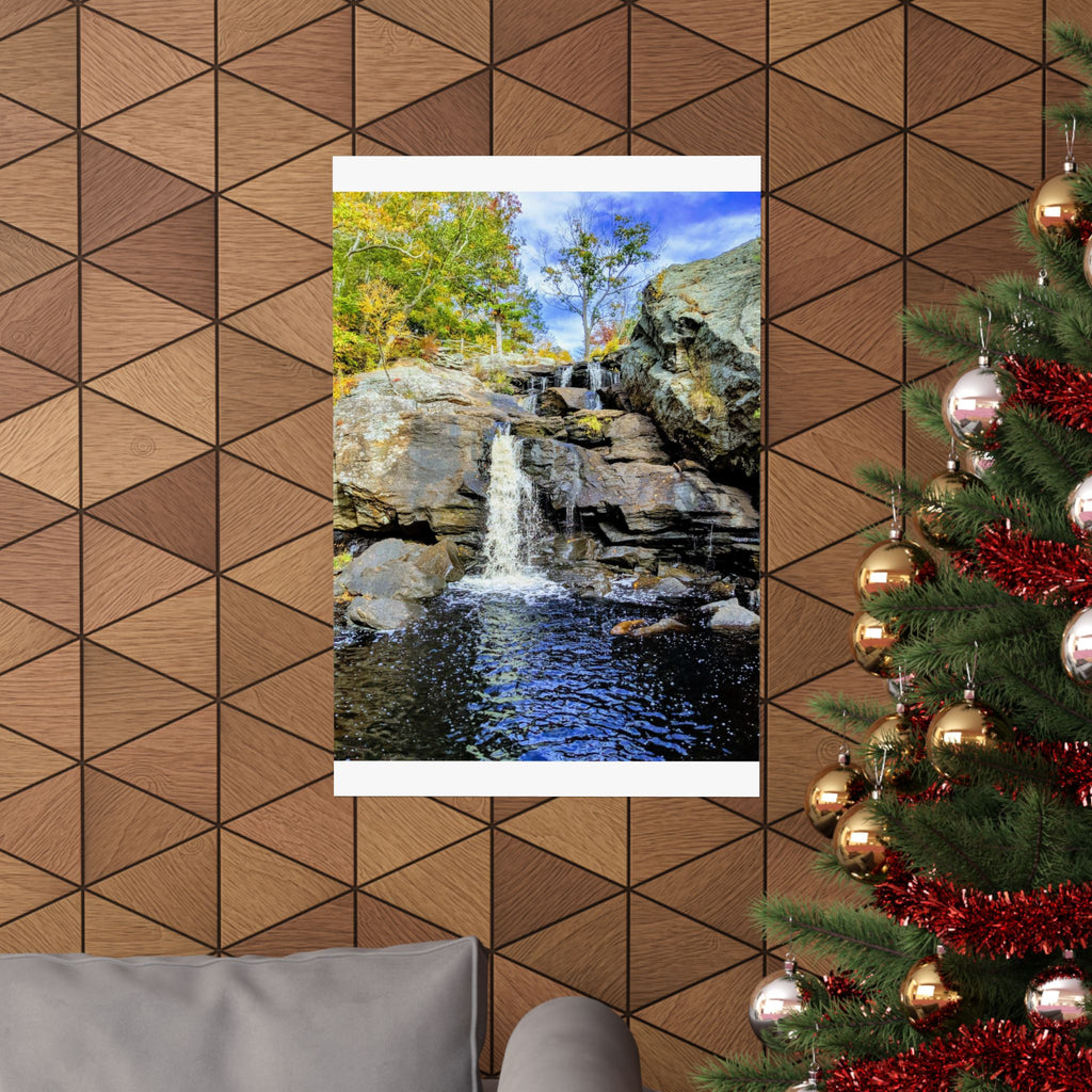 Waterfall Nature Poster — Vertical Matte Landscape Print