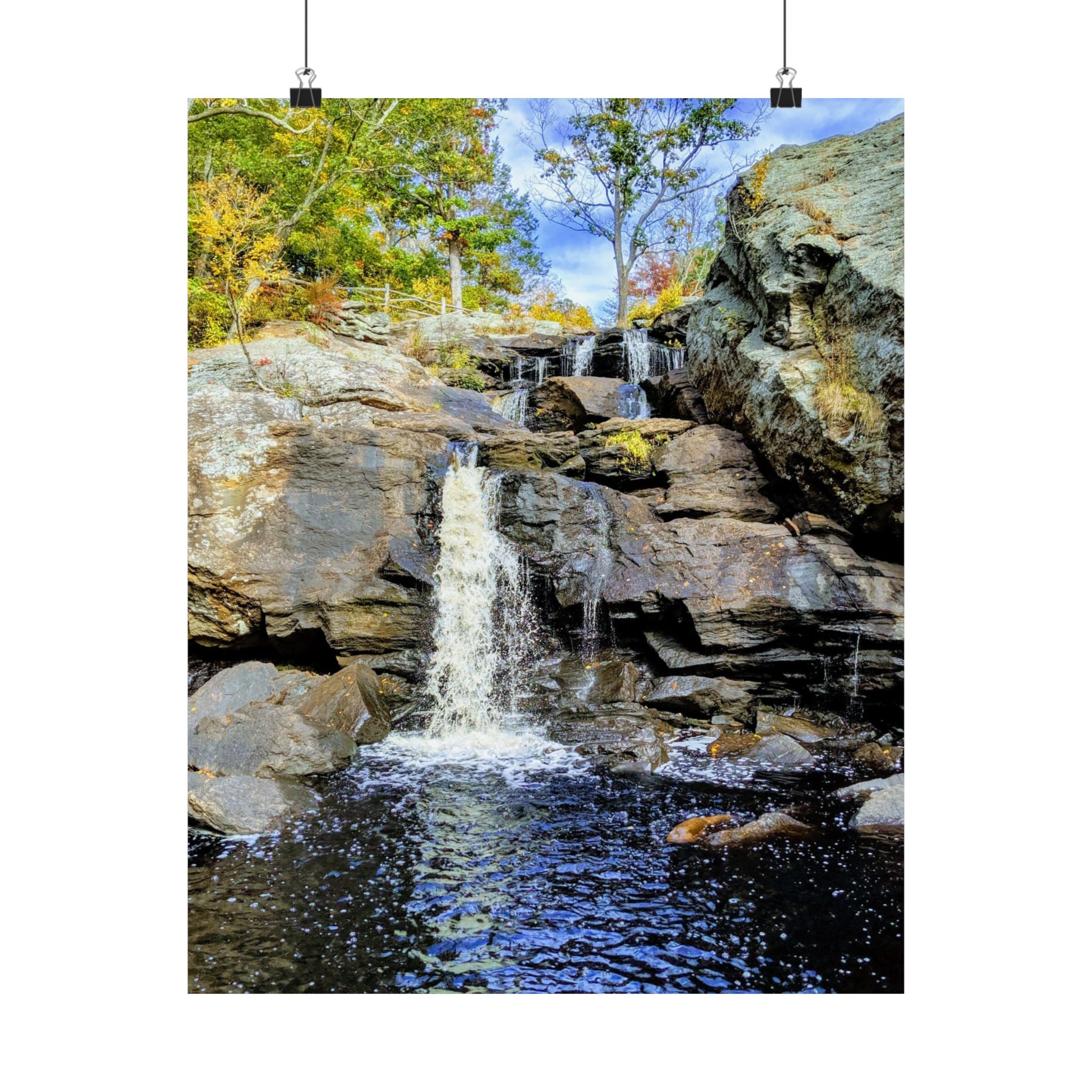 Waterfall Nature Poster — Vertical Matte Landscape Print