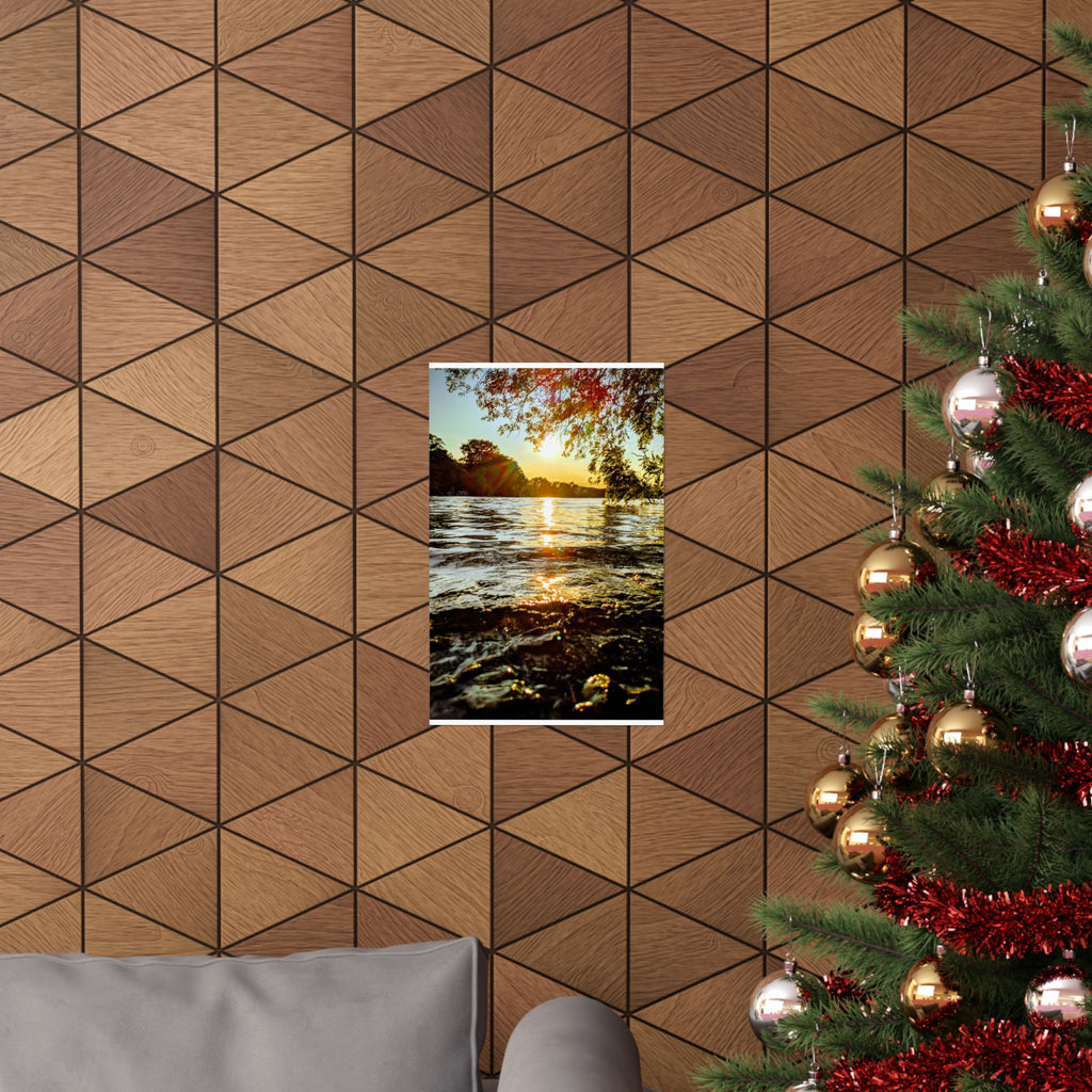 Golden Lake Sunset Matte Poster — Nature Photography Wall Art, Scenic Landscape Print, 46 Sizes