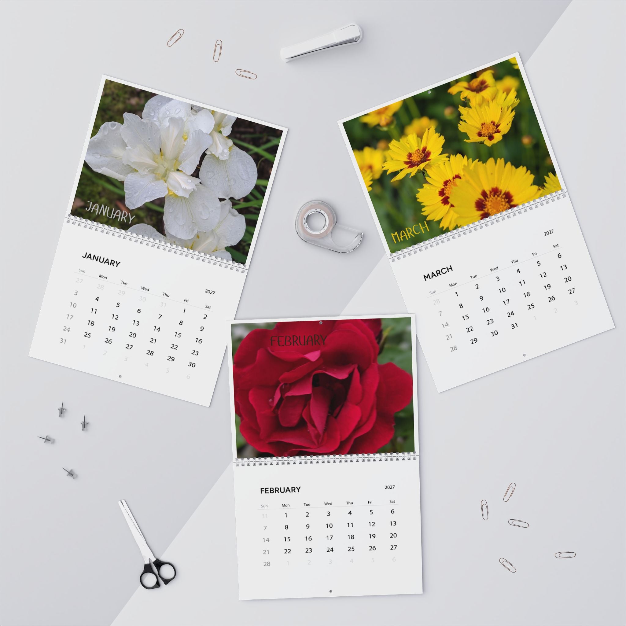2027 Floral Wall Calendar — Monthly Botanical Photo Calendar, 11×8.5" or 14×11.5"