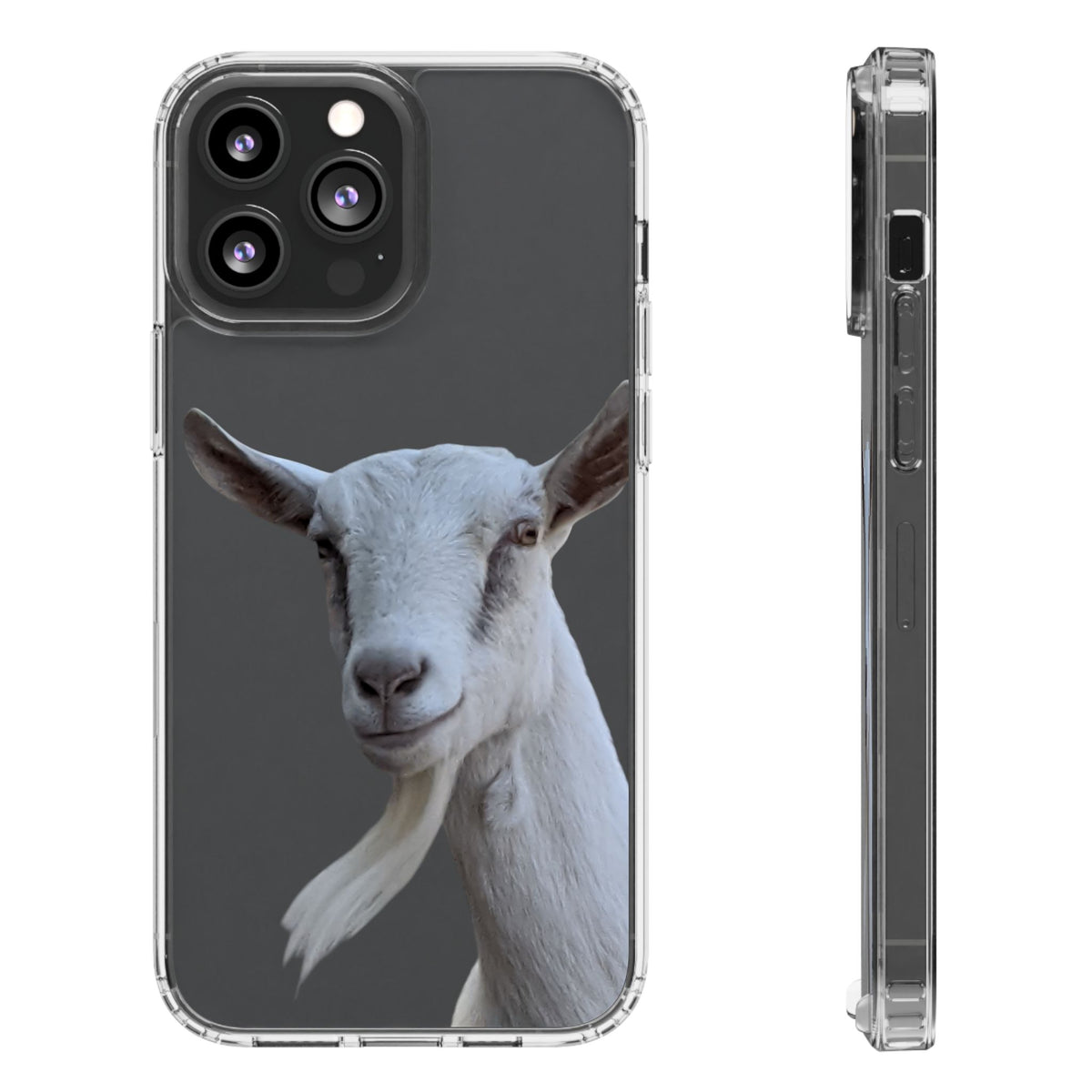 Goat Portrait Clear iPhone Case — Cute Farm Animal Wildlife Photo, Impact-Resistant Clear Phone Cover, Goat Lover Gift
