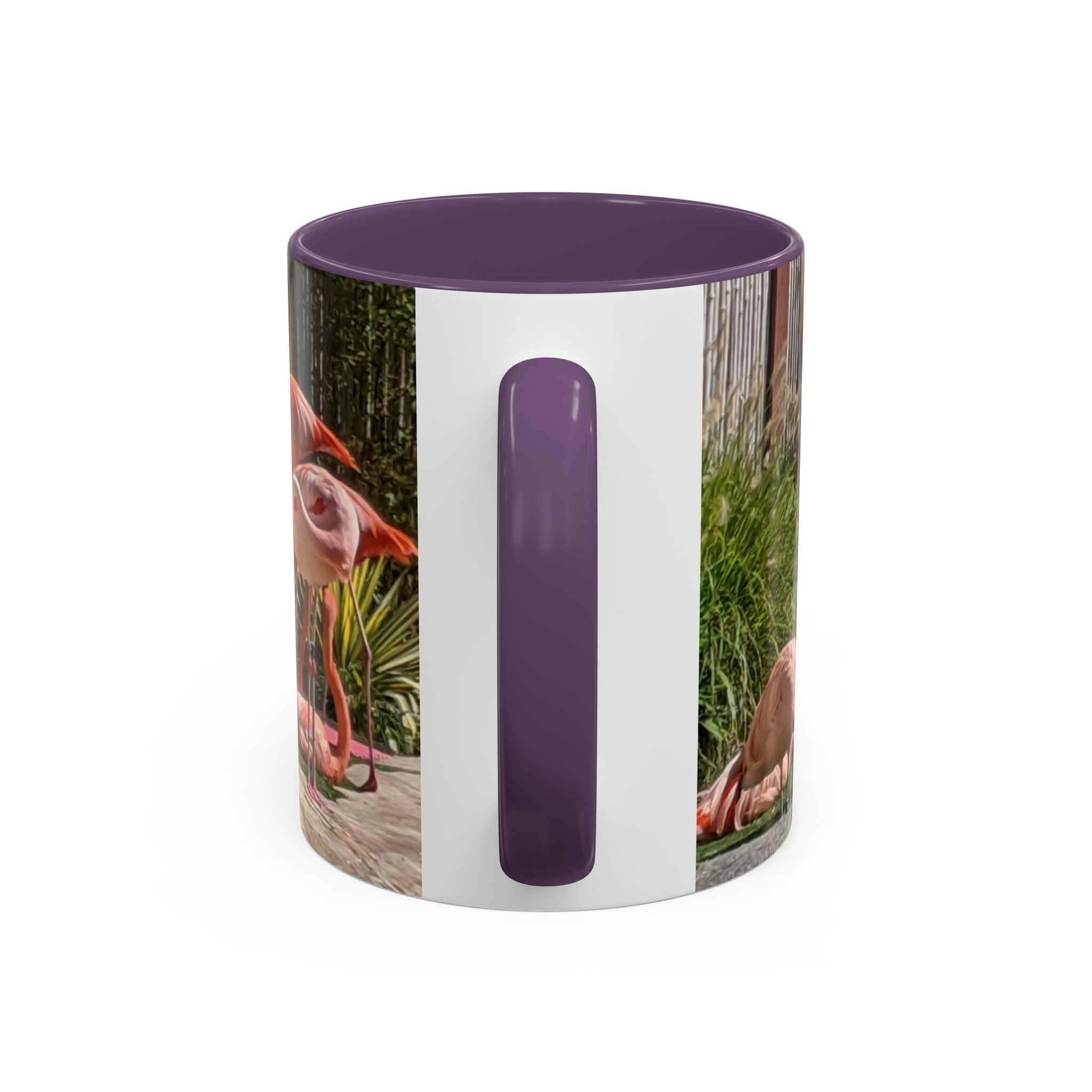 Flamingo Flock Accent Coffee Mug — Tropical Pink Bird Photo (11/15 oz)