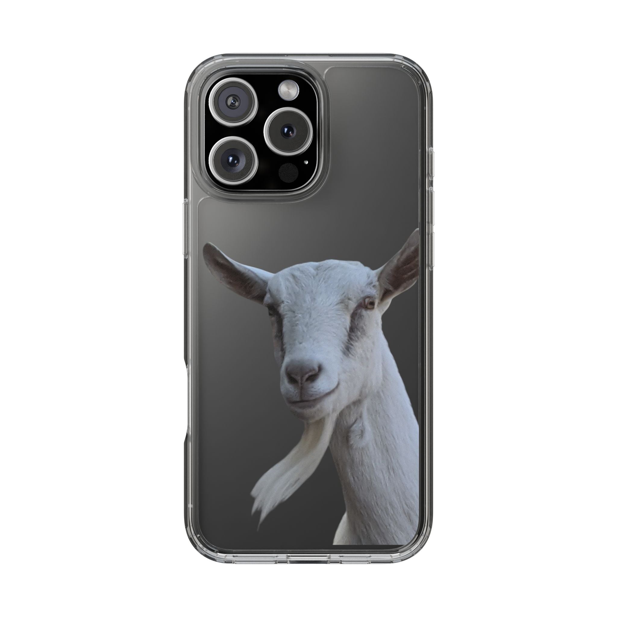 Goat Portrait Clear iPhone Case — Cute Farm Animal Wildlife Photo, Impact-Resistant Clear Phone Cover, Goat Lover Gift