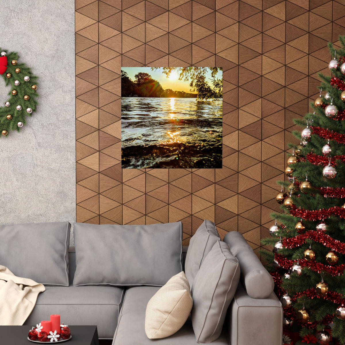 Golden Lake Sunset Matte Poster — Nature Photography Wall Art, Scenic Landscape Print, 46 Sizes