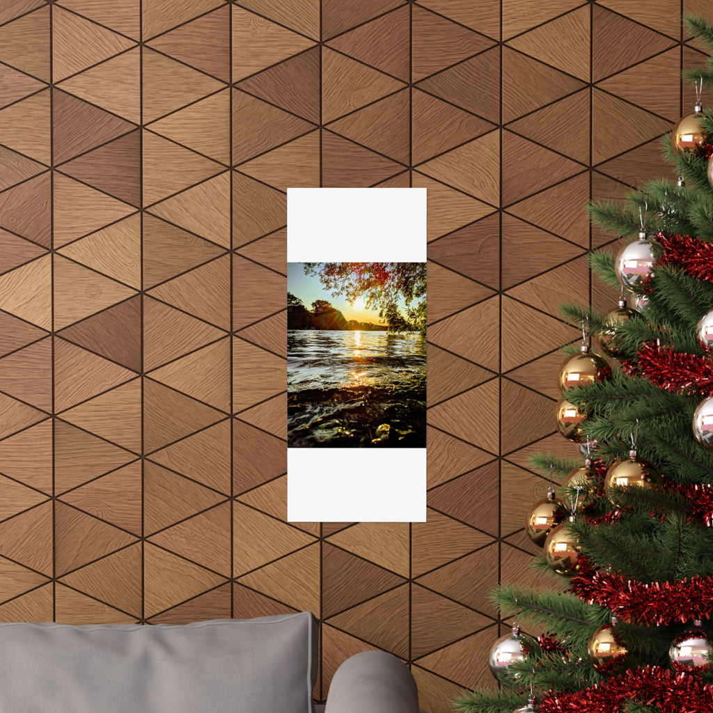 Matte Vertical Poster — Golden Lake Sunset Photography Print
