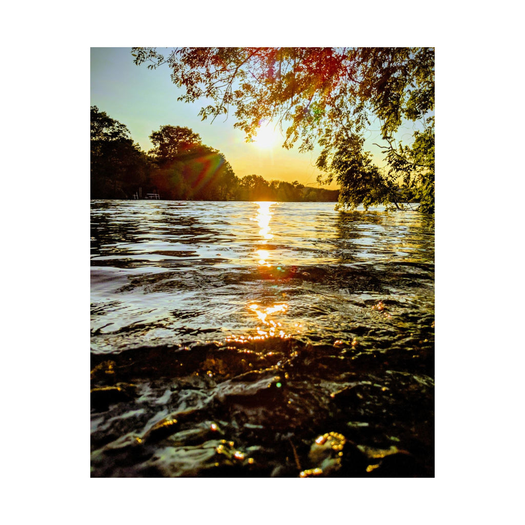 Matte Vertical Poster — Golden Lake Sunset Photography Print