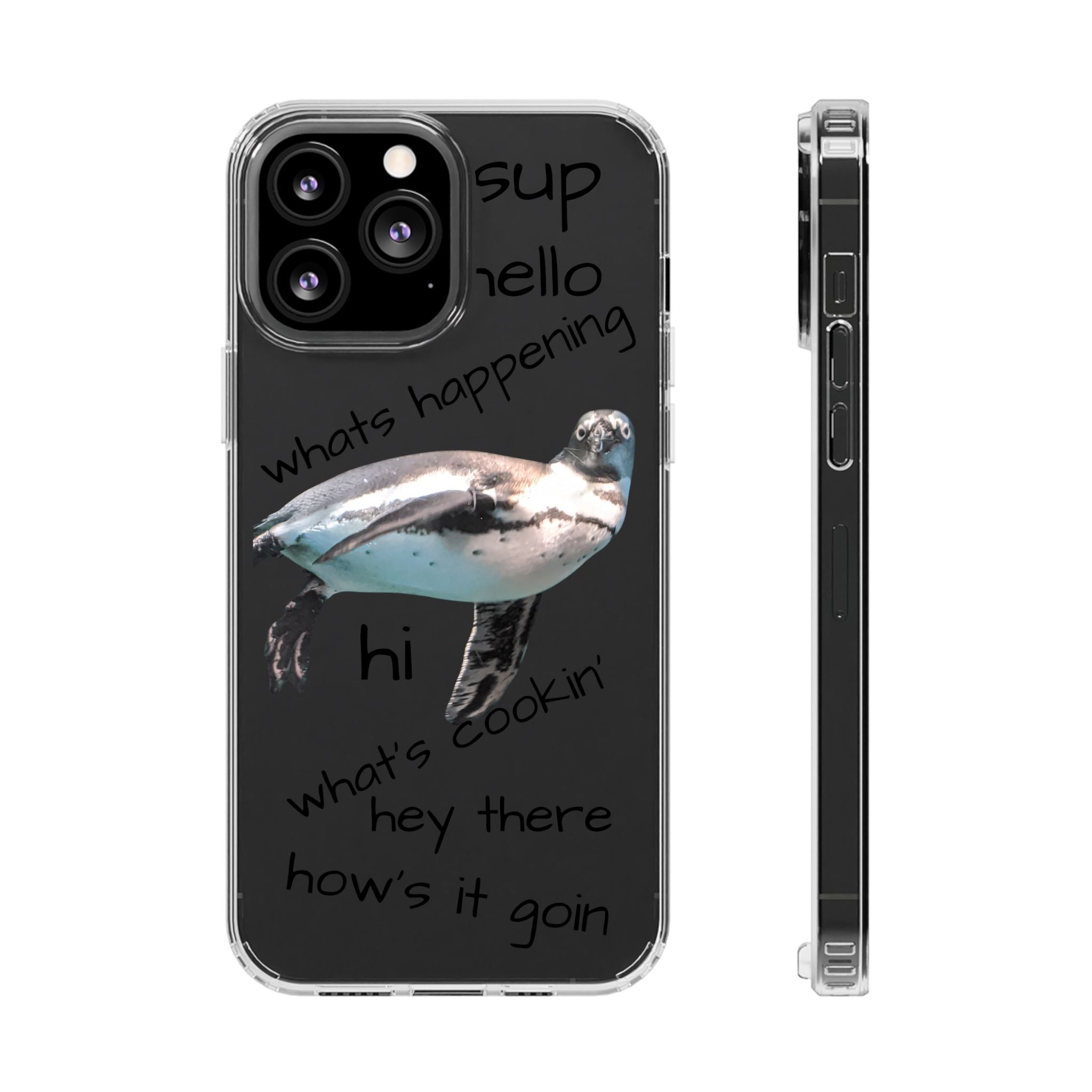 Clear Penguin iPhone Case — Cute Floating Penguin Wildlife Design, Impact-Resistant Clear Phone Cover, Bird Lover Gift