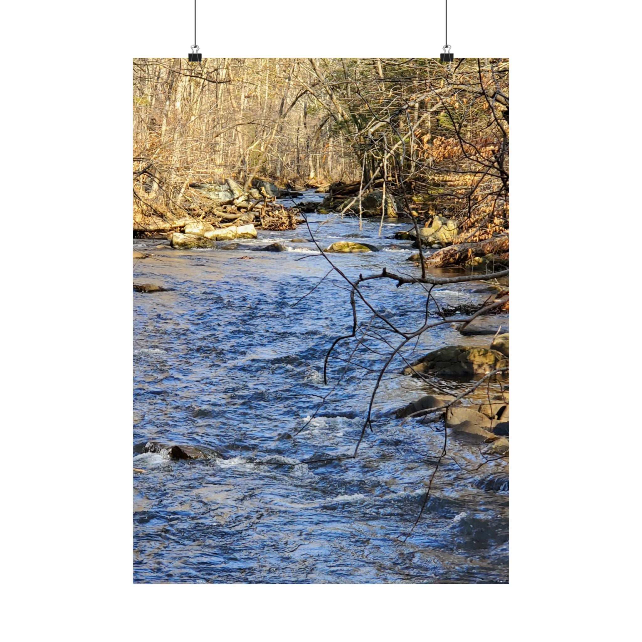 River Stream Nature Poster — Matte Vertical Wall Art for Home & Cabin Décor