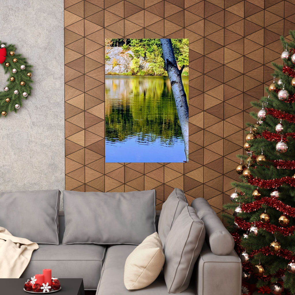 Birch Lake Reflection Matte Poster — Nature Photography Wall Art, Woodland Landscape Print, 46 Sizes