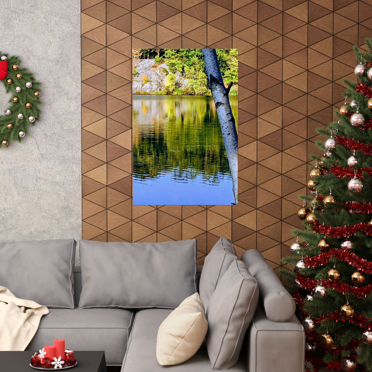 Birch Lake Reflection Matte Poster — Nature Photography Wall Art, Woodland Landscape Print, 46 Sizes