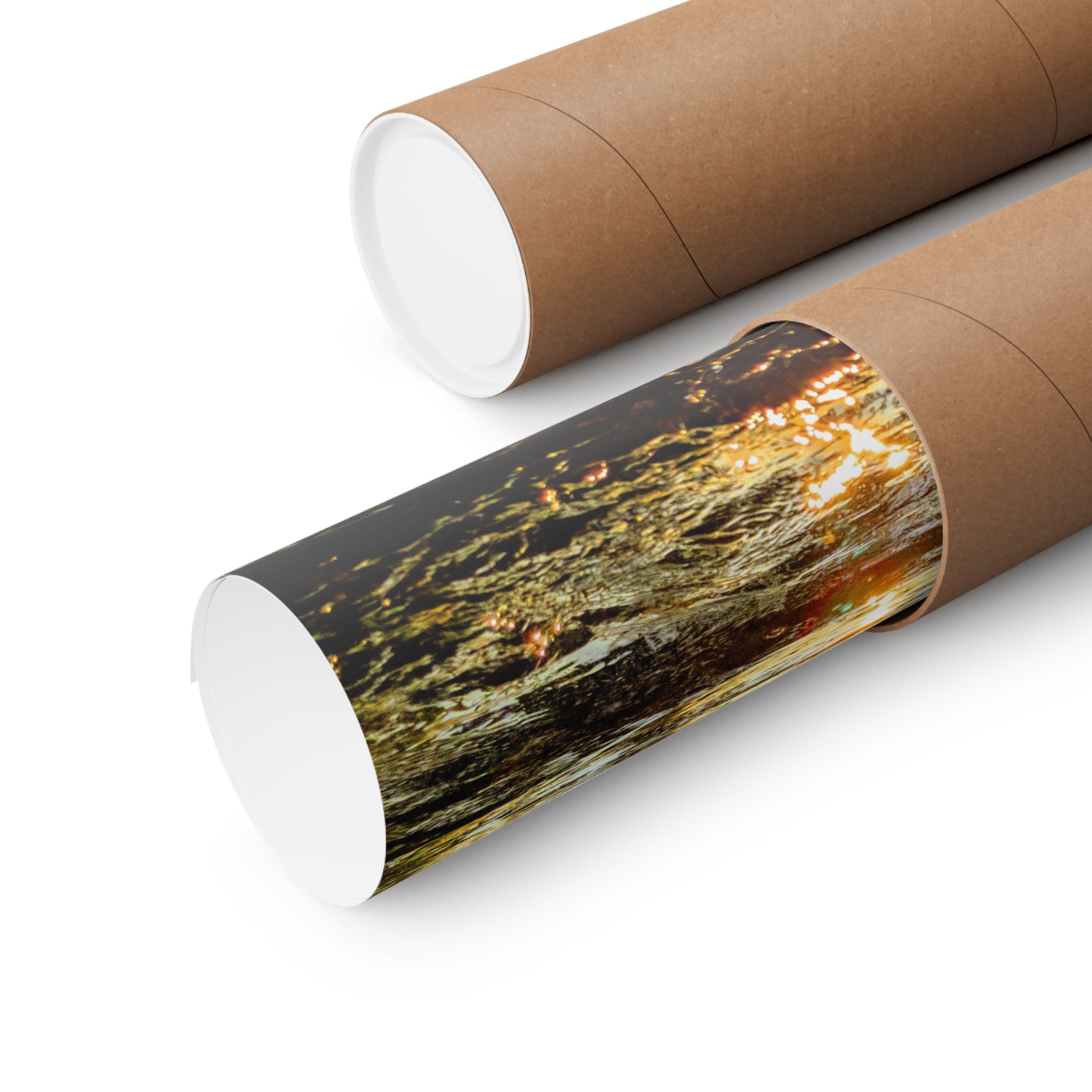 Matte Vertical Poster — Golden Lake Sunset Photography Print
