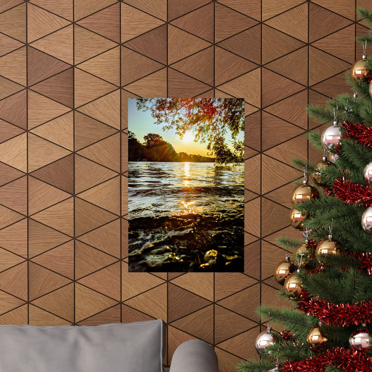 Golden Lake Sunset Matte Poster — Nature Photography Wall Art, Scenic Landscape Print, 46 Sizes