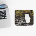 Autumn Forest Stream Mouse Pad — Nature Desk Mat for Fall Decor