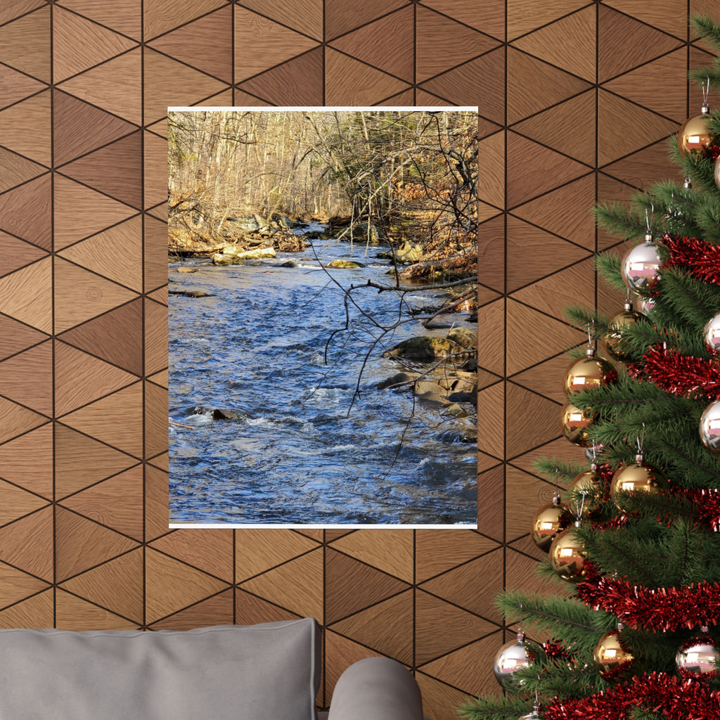 River Stream Nature Poster — Matte Vertical Wall Art for Home & Cabin Décor