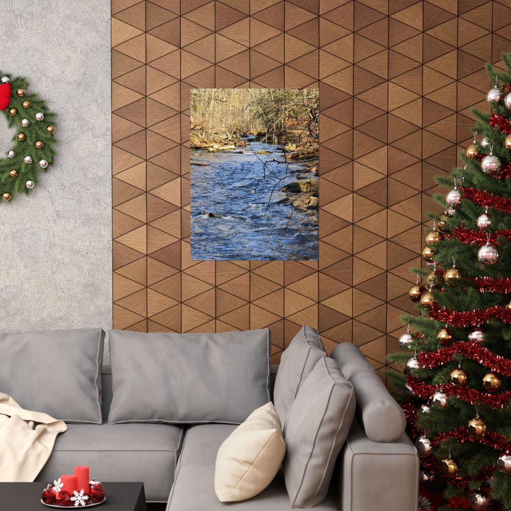 River Stream Nature Poster — Matte Vertical Wall Art for Home & Cabin Décor