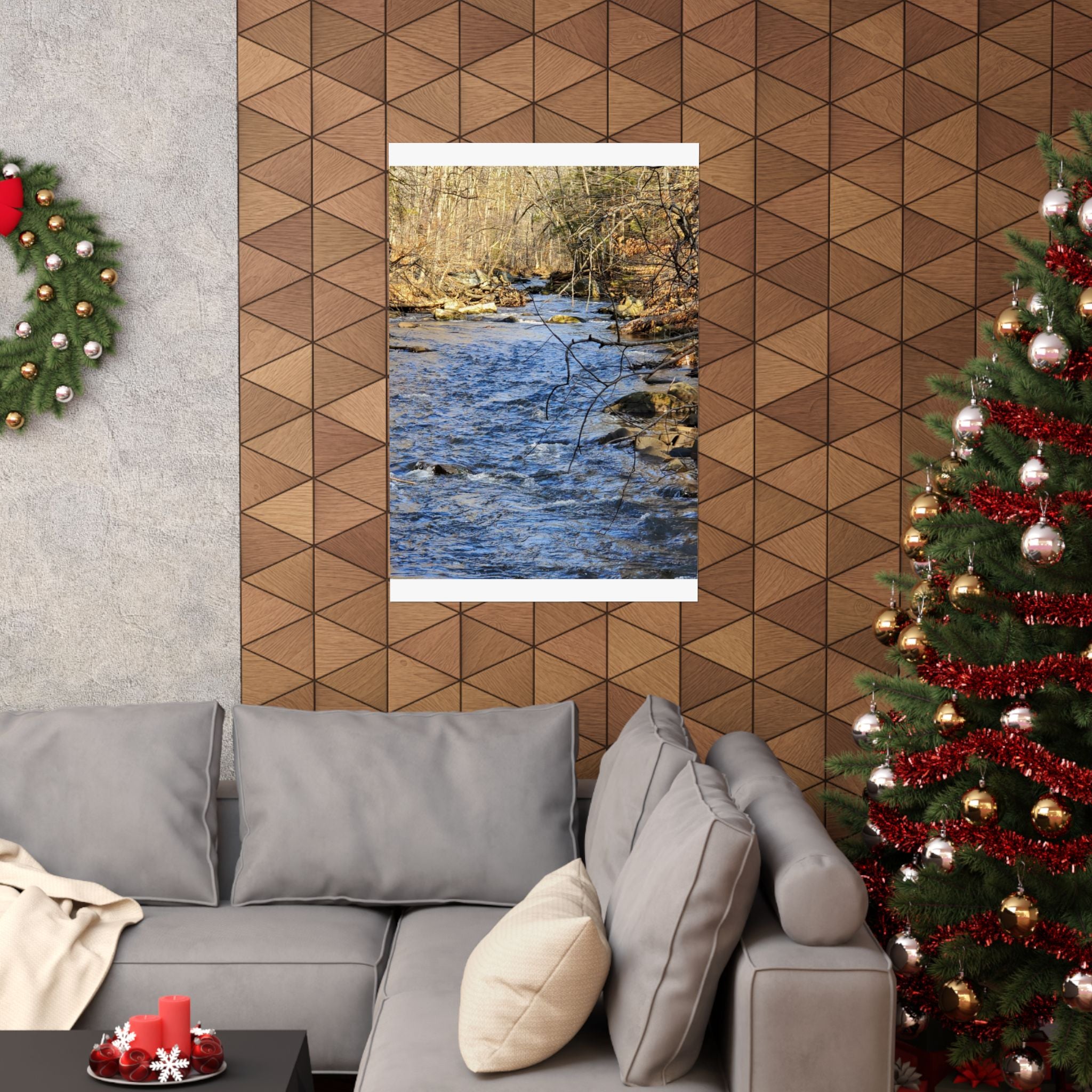 River Stream Nature Poster — Matte Vertical Wall Art for Home & Cabin Décor