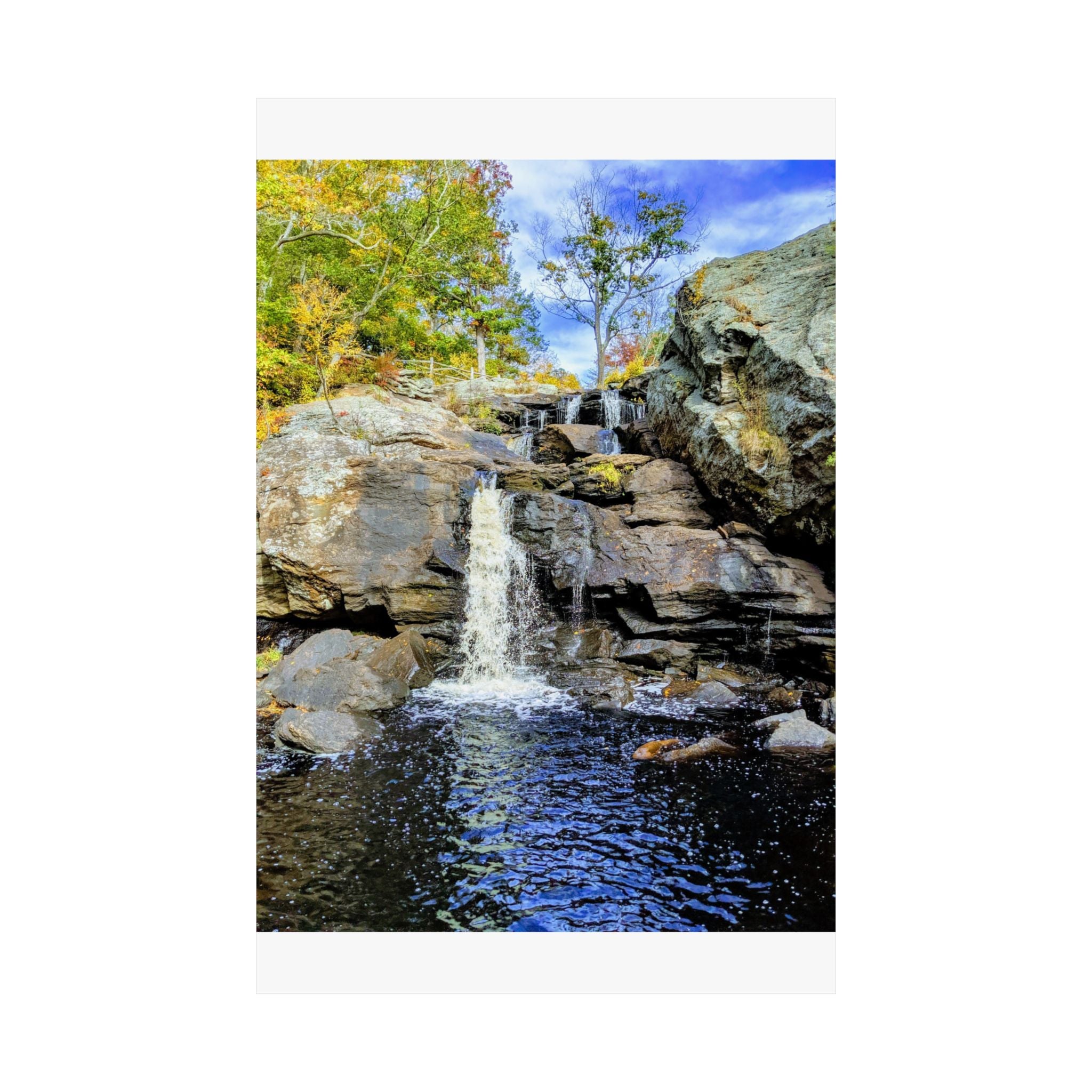 Waterfall Nature Poster — Vertical Matte Landscape Print