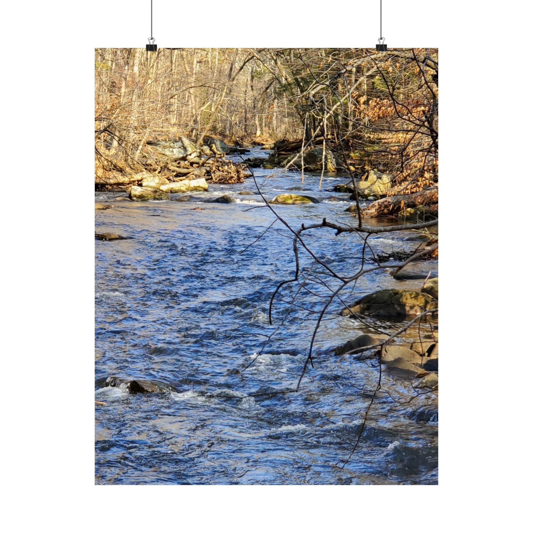 River Stream Nature Poster — Matte Vertical Wall Art for Home & Cabin Décor