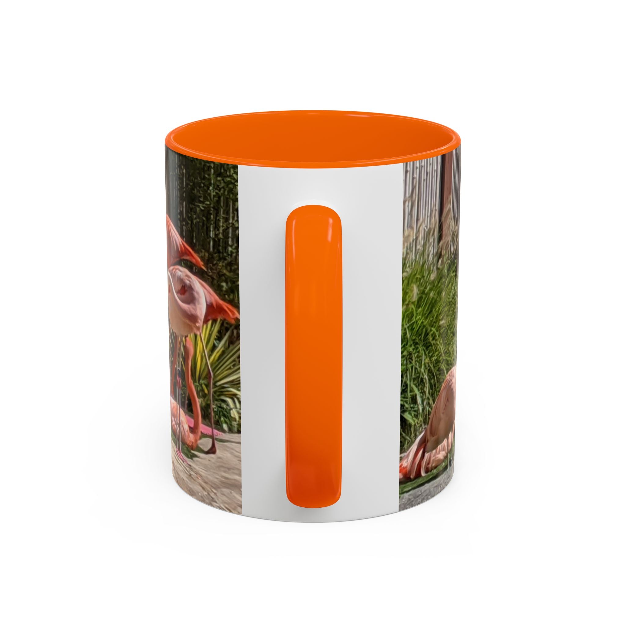 Flamingo Flock Accent Coffee Mug — Tropical Pink Bird Photo (11/15 oz)