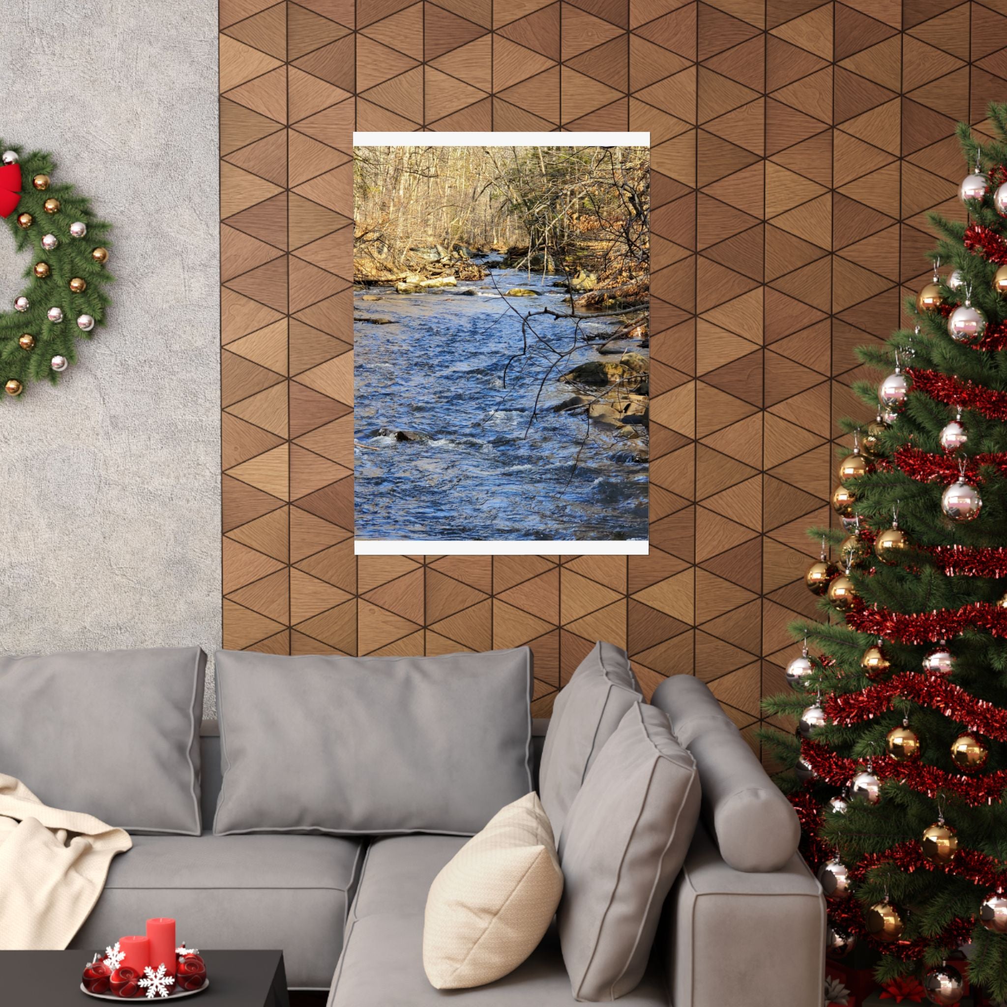 River Stream Nature Poster — Matte Vertical Wall Art for Home & Cabin Décor