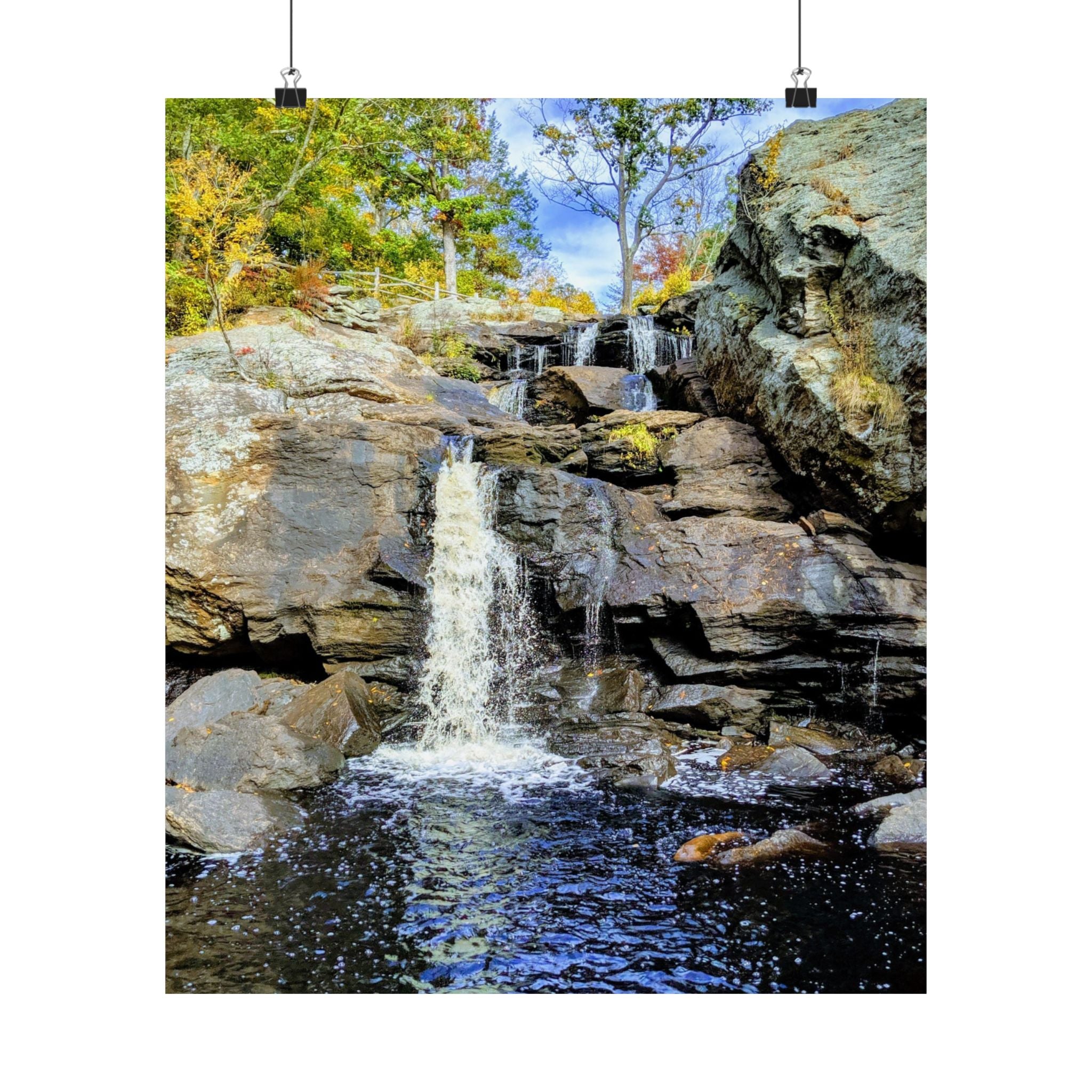 Waterfall Nature Poster — Vertical Matte Landscape Print