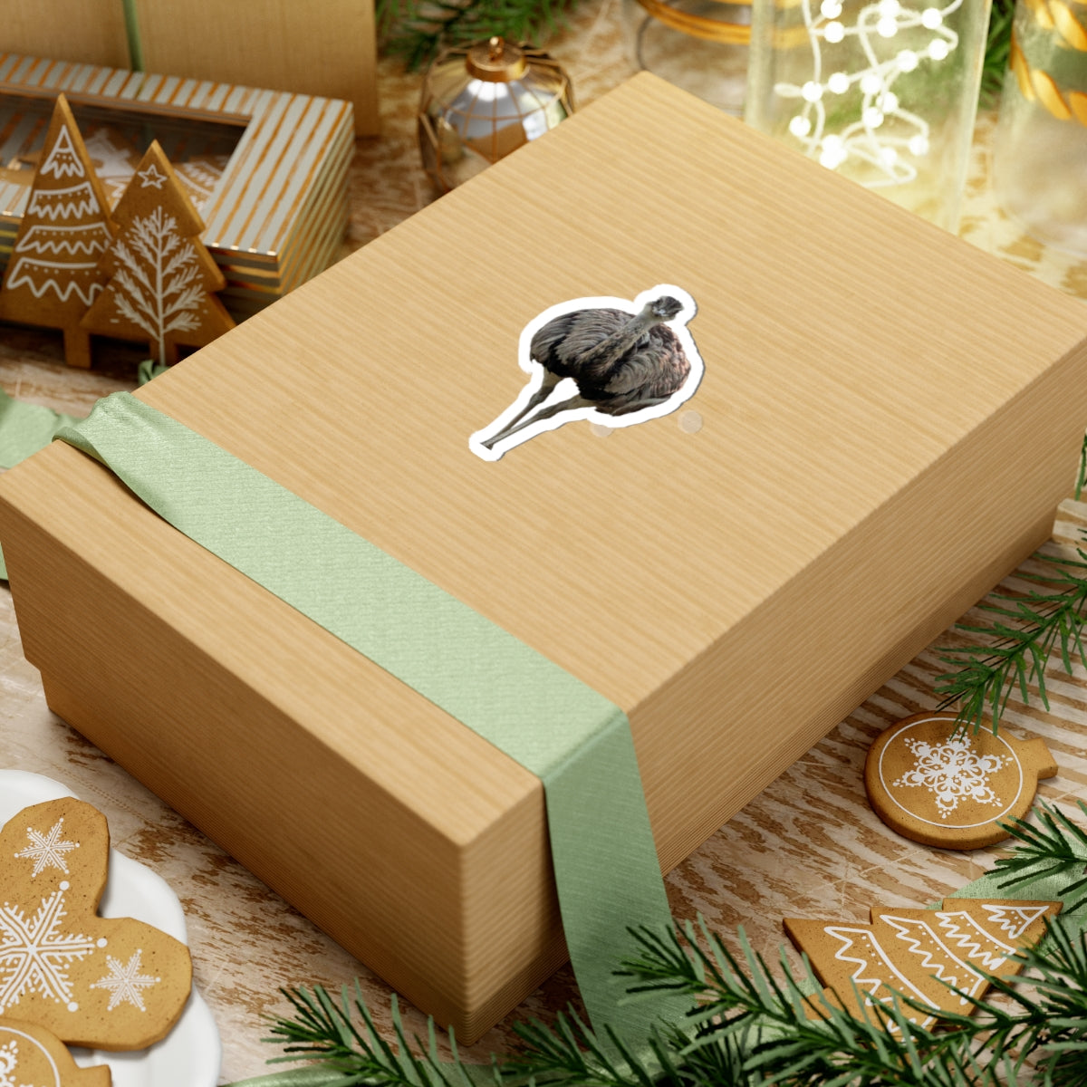 Ostrich Kiss-Cut Sticker — Realistic Bird Laptop Decal