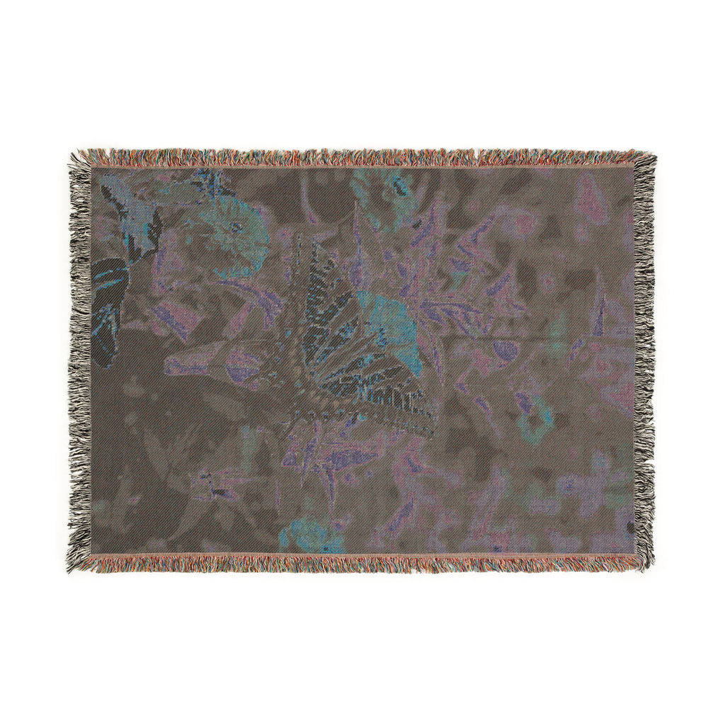Butterfly Garden Woven Throw Blanket — Floral Cotton Sofa Blanket, Nature Home Decor