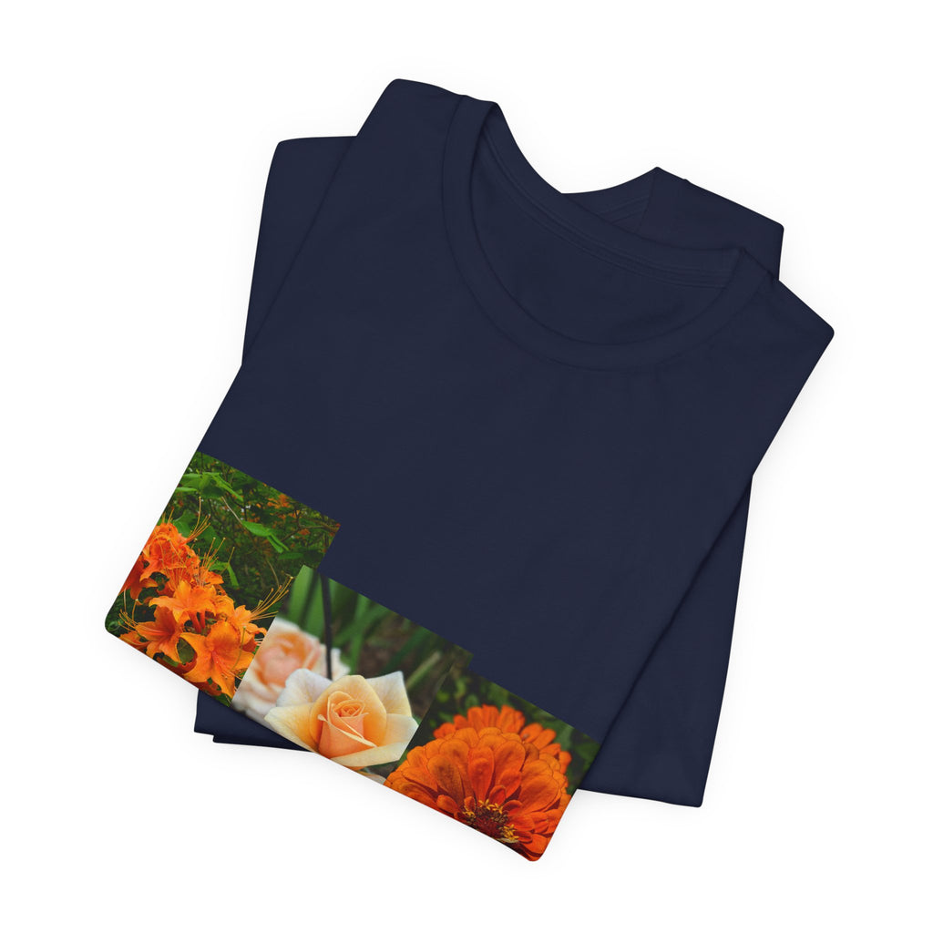Floral Triptych Tee — Orange Rose & Marigold Graphic T-Shirt
