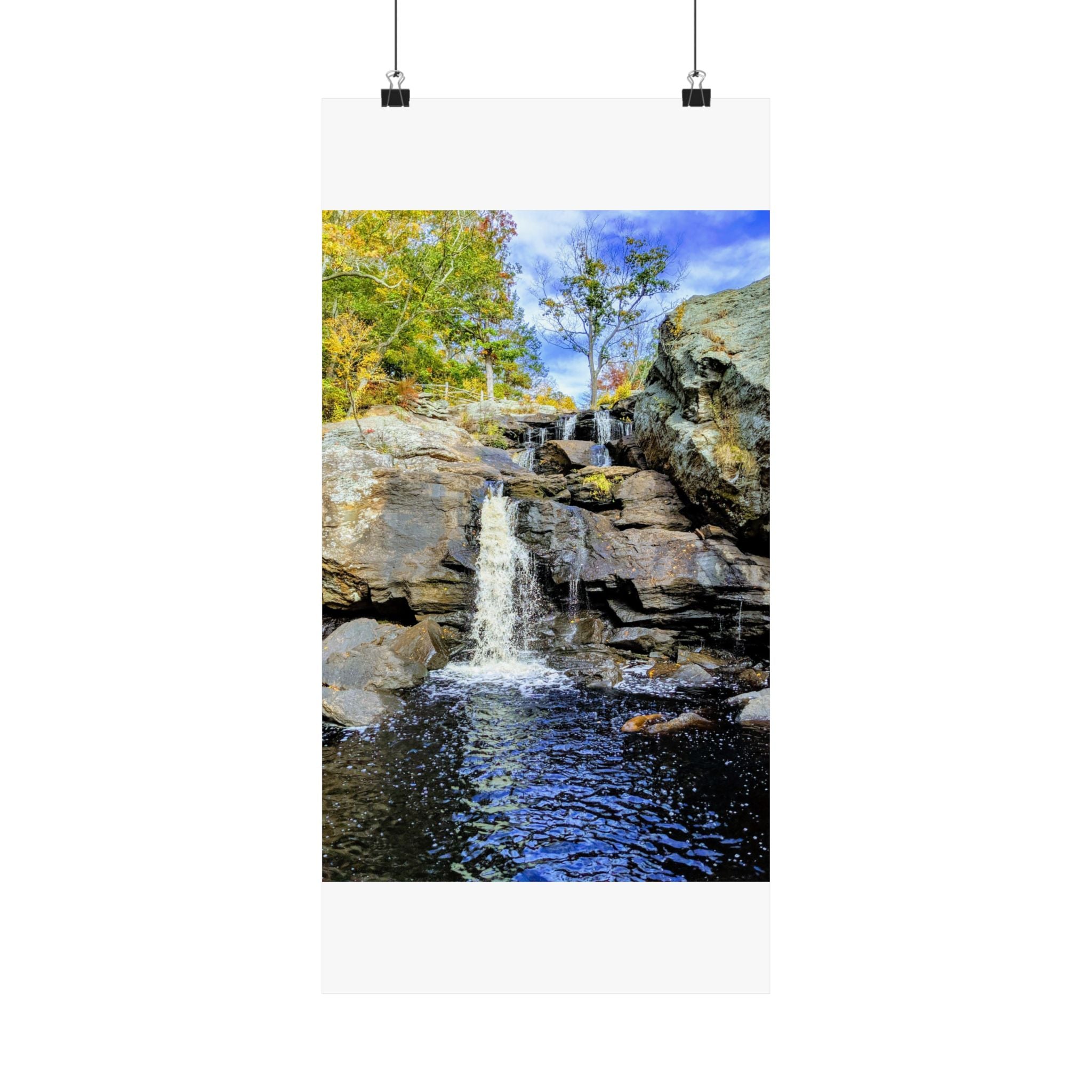 Waterfall Nature Poster — Vertical Matte Landscape Print