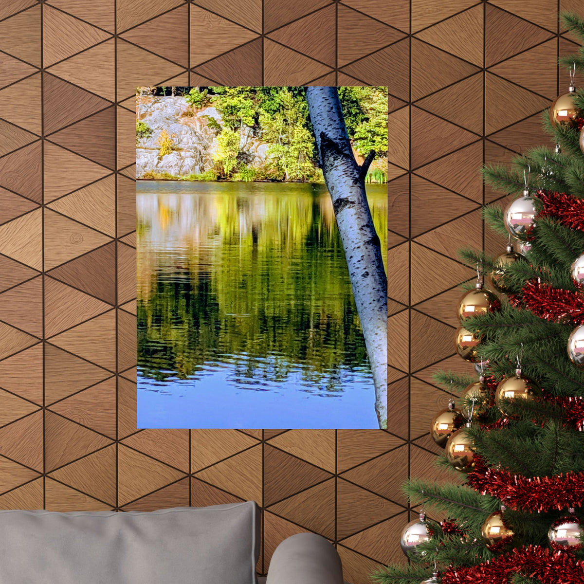 Birch Lake Reflection Matte Poster — Nature Photography Wall Art, Woodland Landscape Print, 46 Sizes