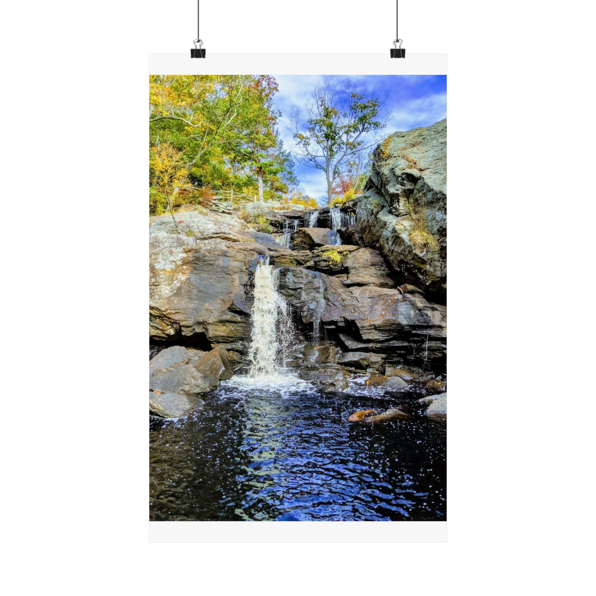 Waterfall Nature Poster — Vertical Matte Landscape Print