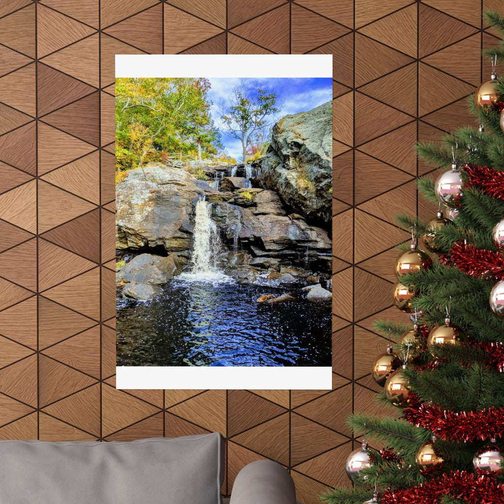 Waterfall Nature Poster — Vertical Matte Landscape Print