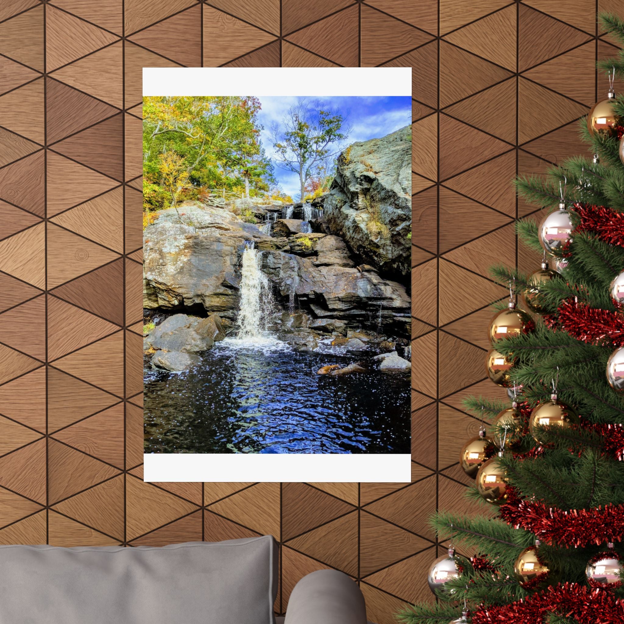 Waterfall Nature Poster — Vertical Matte Landscape Print