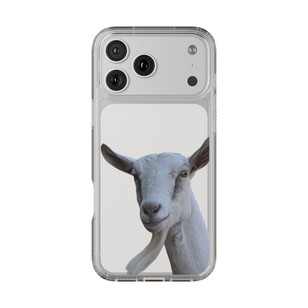 Goat Portrait Clear iPhone Case — Cute Farm Animal Wildlife Photo, Impact-Resistant Clear Phone Cover, Goat Lover Gift