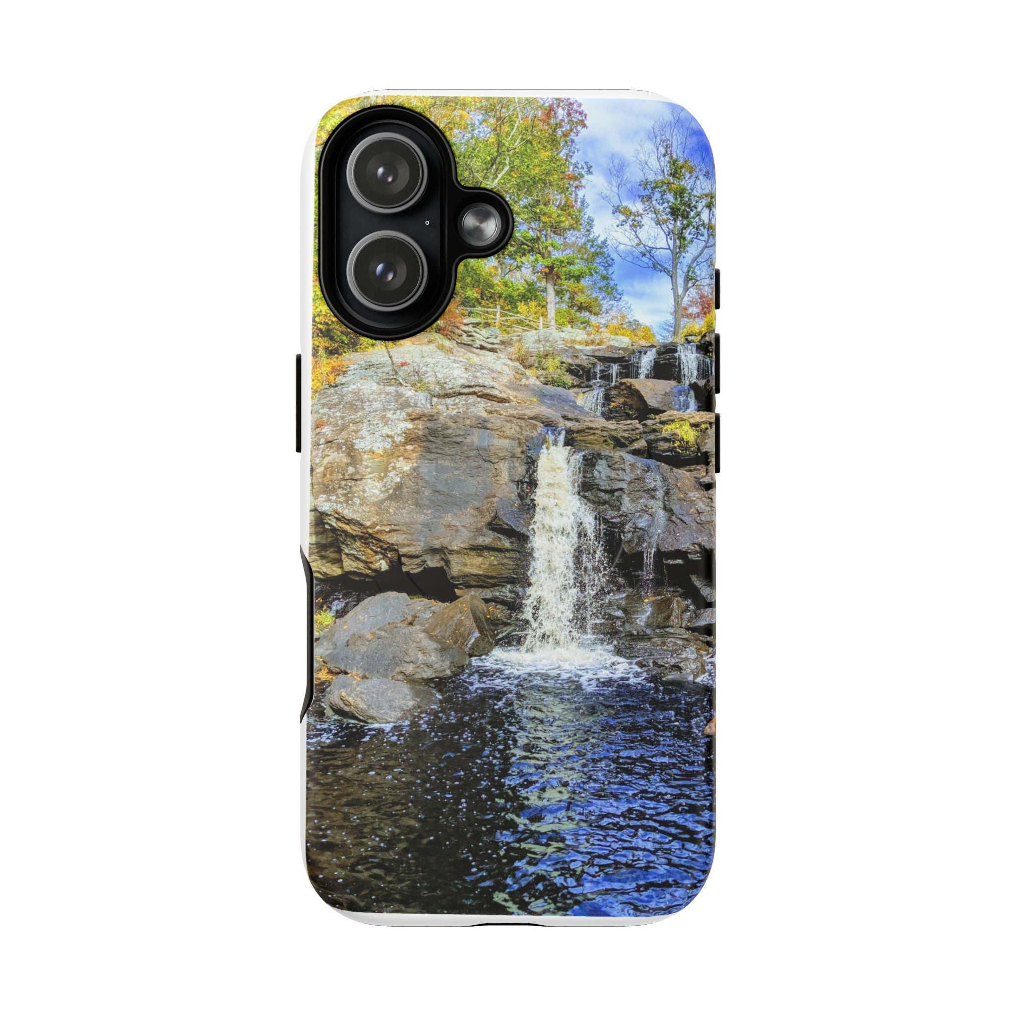 Waterfall Nature Photo Tough iPhone Case — Scenic Landscape Magnetic Cover, Impact-Resistant Phone Case, Nature Lover Gift