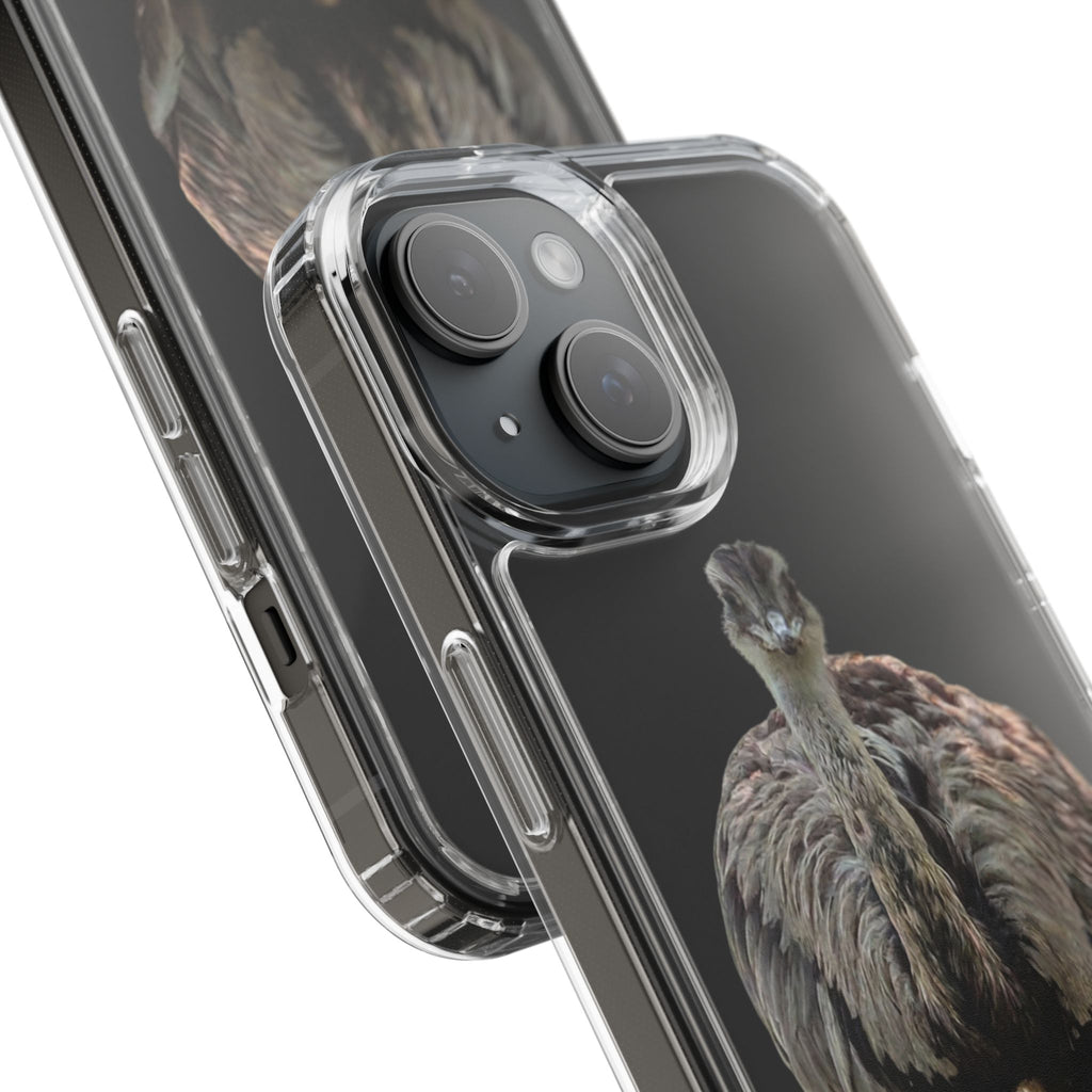 Clear Emu Bird iPhone Case — Cute Wildlife Nature Photo Design, Impact-Resistant Clear Phone Cover, Bird Lover Gift