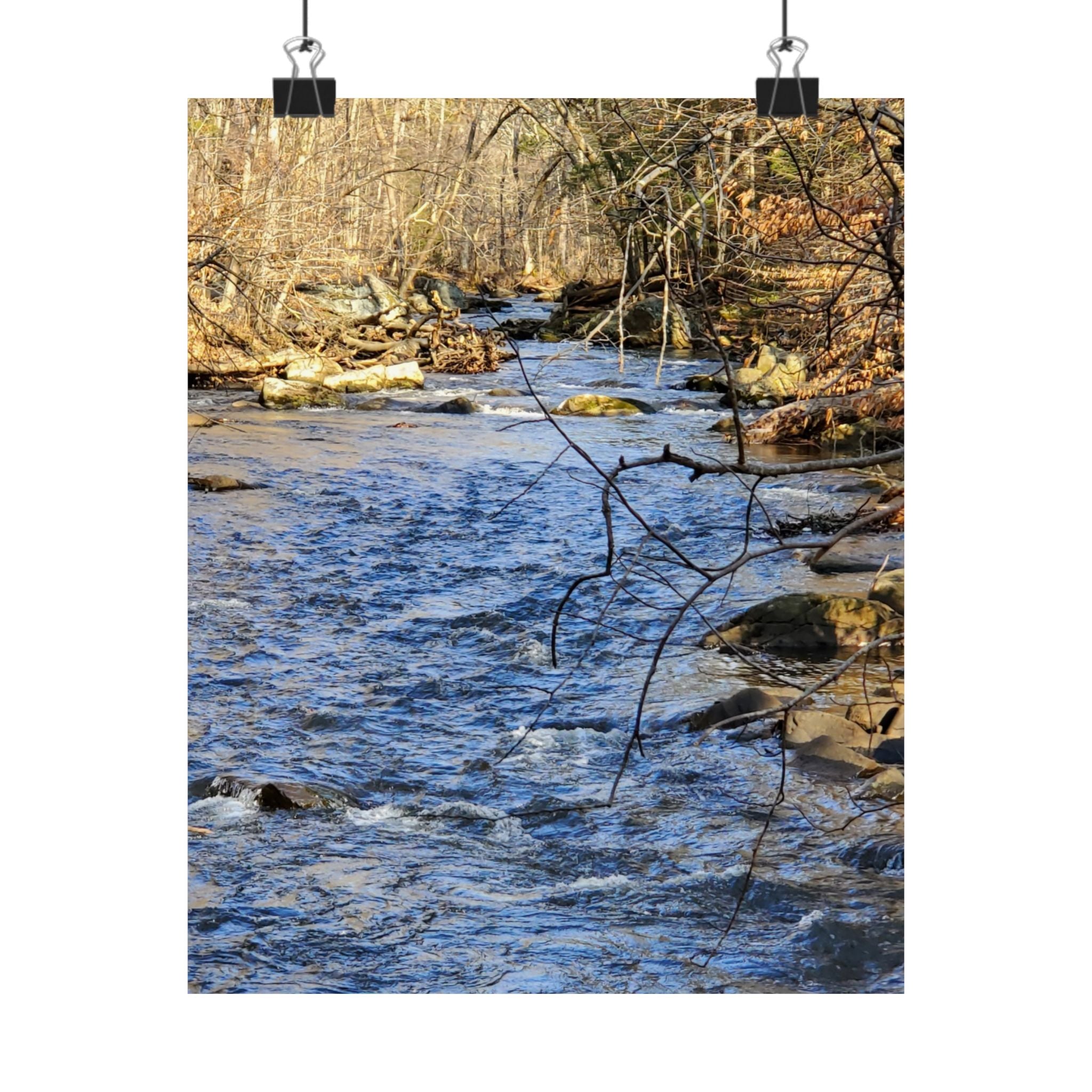 River Stream Nature Poster — Matte Vertical Wall Art for Home & Cabin Décor